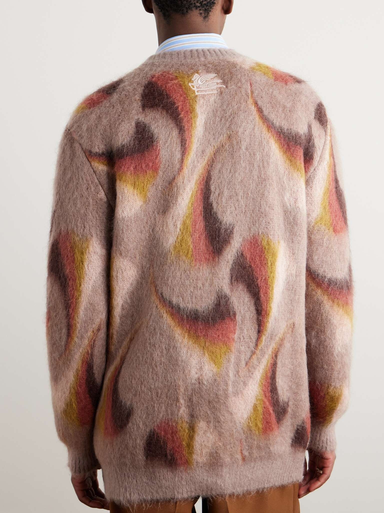 Printed Brushed Mohair-Blend Jacquard Cardigan - 4