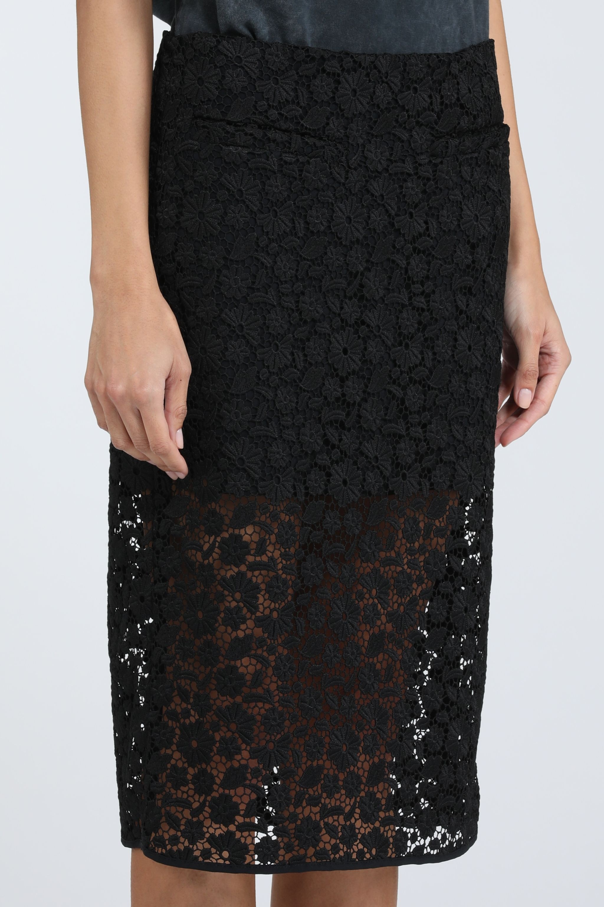 FLORAL-LACE MIDI SKIRT - 5