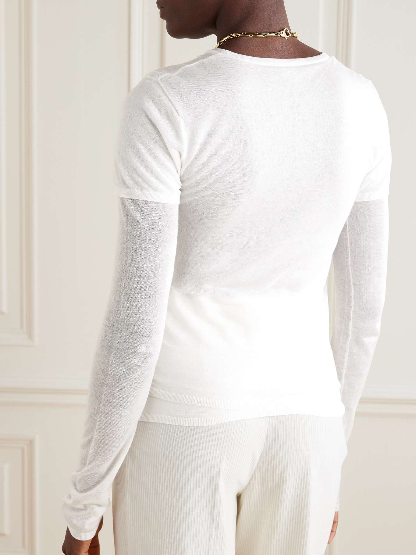 Layered knitted cashmere and silk-blend top - 3