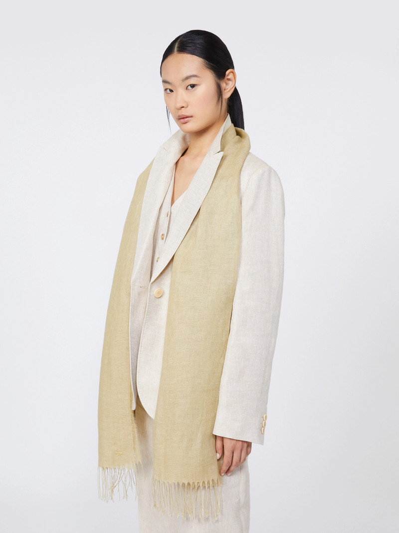 SIONBIO Linen stole with fringes - BEIGE 7