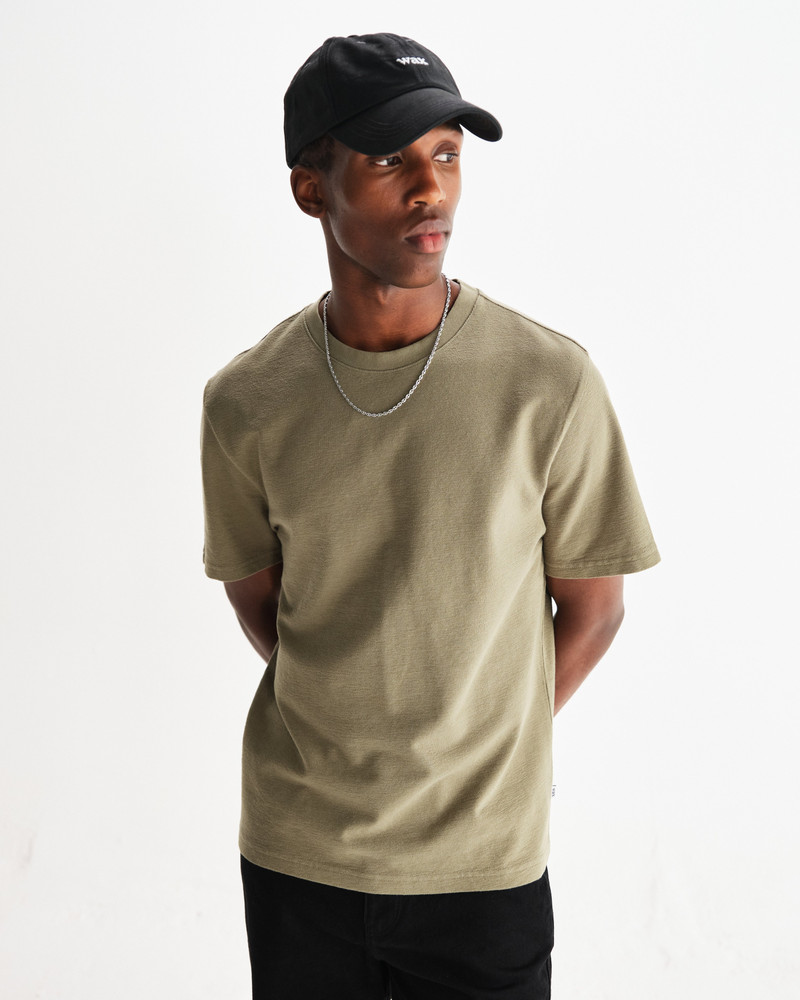 Wax London Dean - Green Textured Organic Cotton T-Shirt outlook