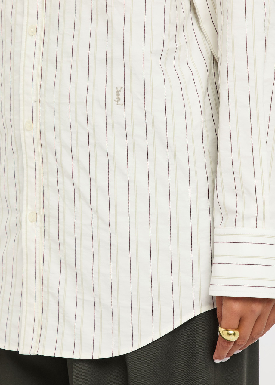 Yves Saint Laurent Logo Stripe-embroidered Cotton Shirt - 5