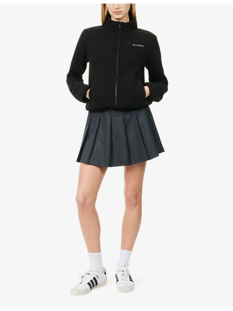 Sporty & Rich Logo-Embroidered Zip-Up Fleece Top outlook