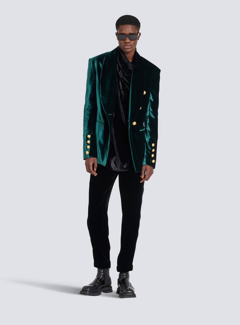 Balmain Velvet blazer with monogram lining outlook