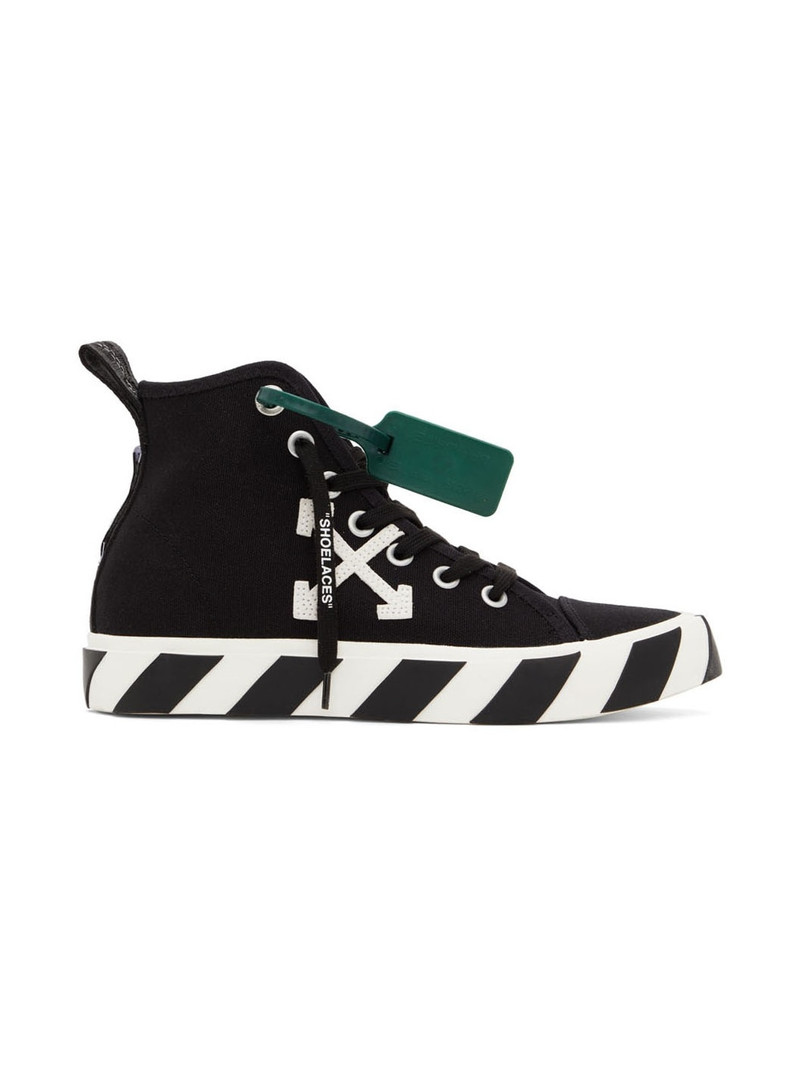Black Mid-Top Vulcanized Sneakers - 1
