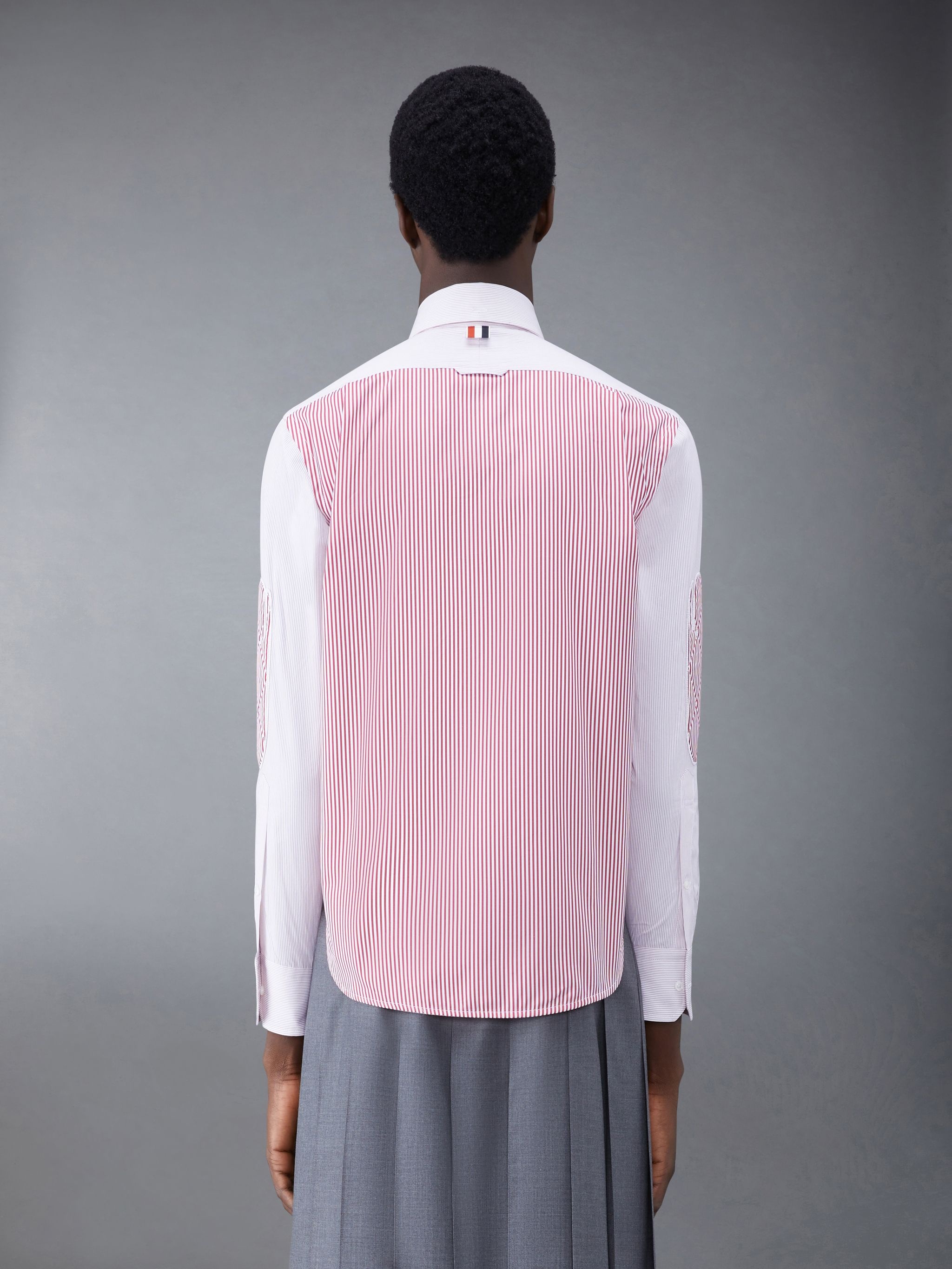 Micro Pinstripe Poplin Whale Patch Round Hem Shirt - 3