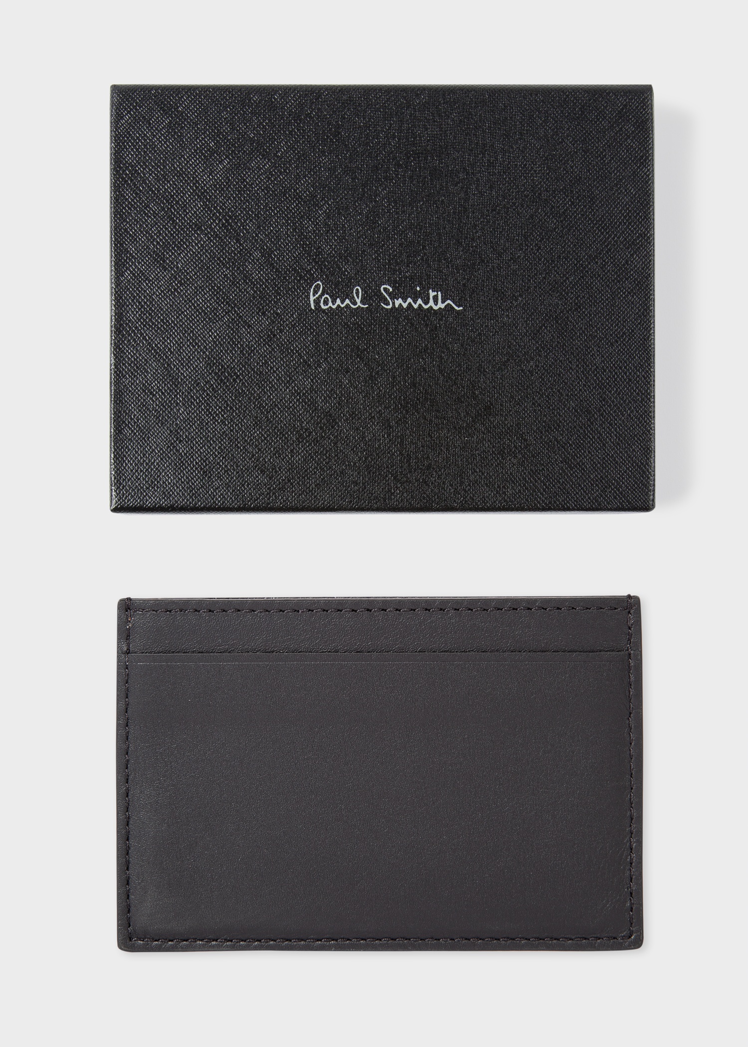 Black Leather Monogrammed Credit Card Holder - 5