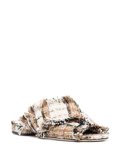 MSGM check print tweed sandals outlook