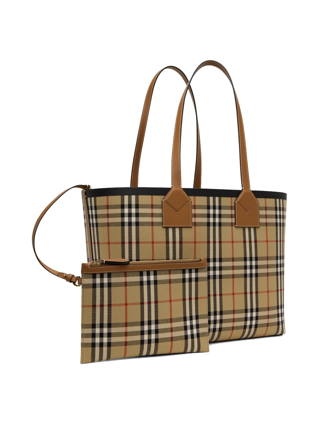 Beige Medium Check Tote - 2