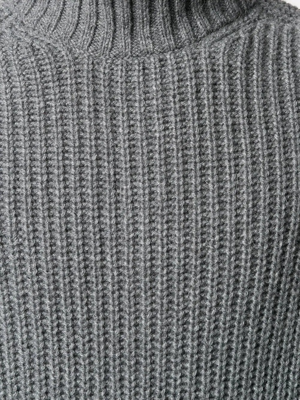 ribbed funnel neck jumper - 5