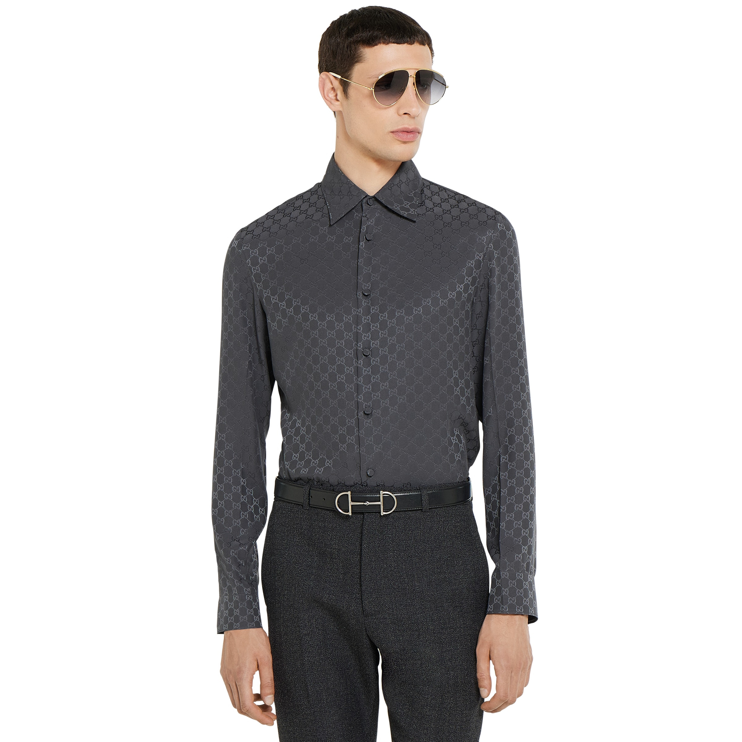 GG silk jacquard shirt - 3