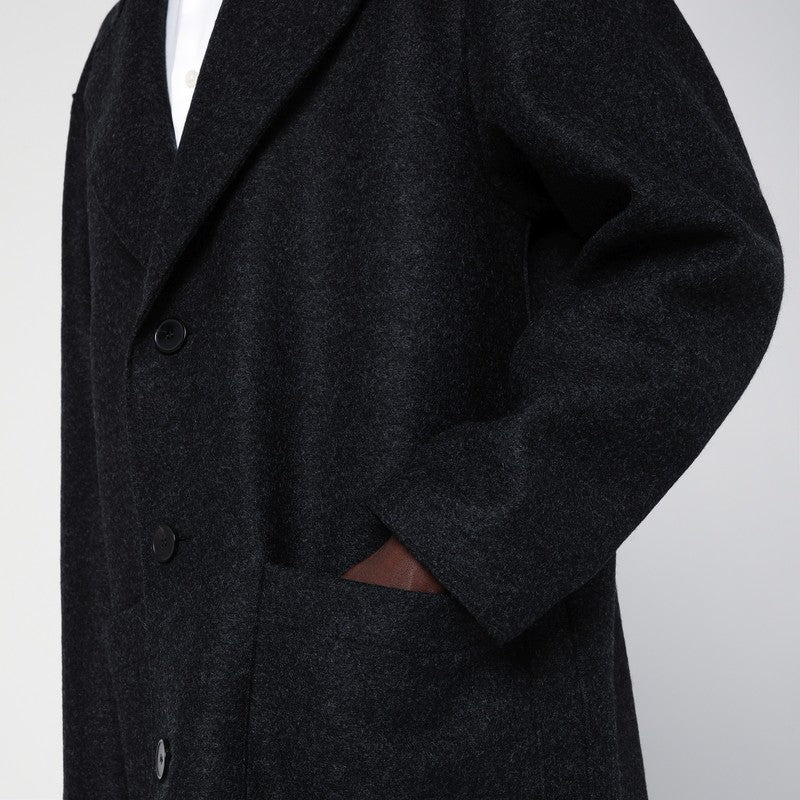 Harris Wharf London Anthracite Grey Single-Breasted Wool Coat Men - 3