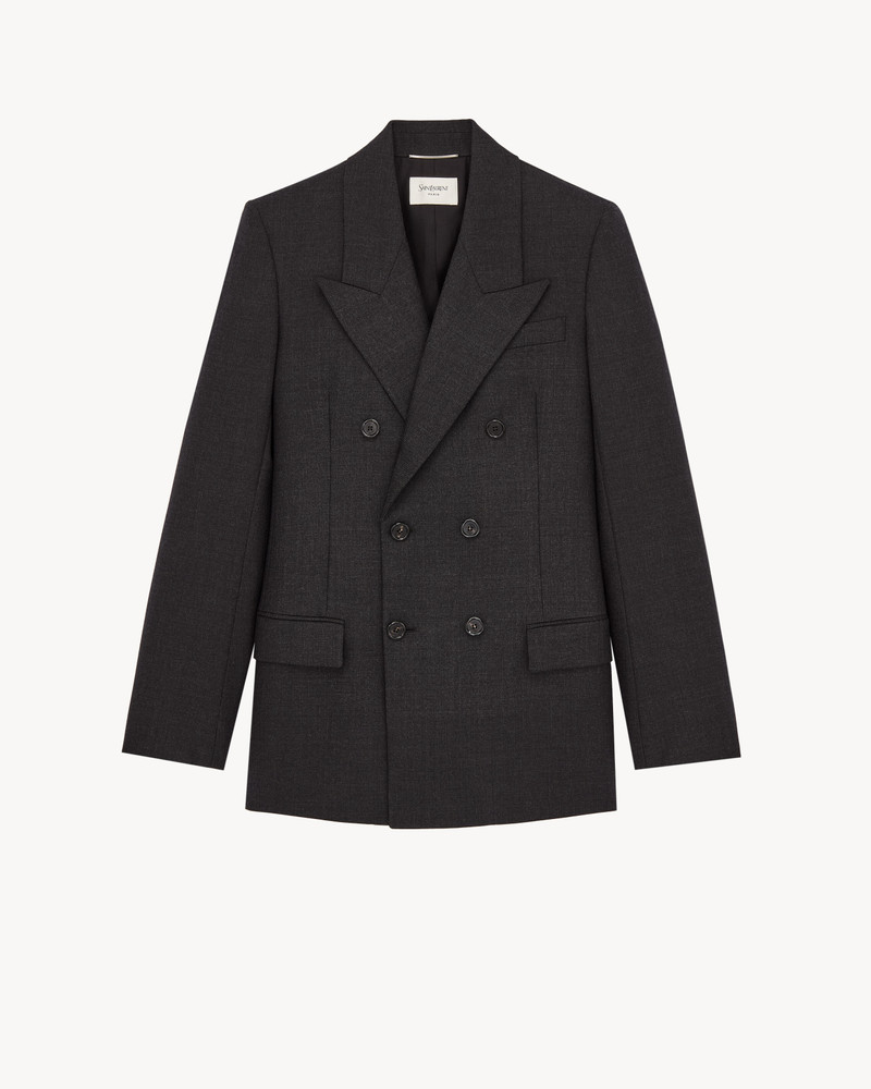 DOUBLE-BREASTED JACKET IN FELTED WOOL GABARDINE 1