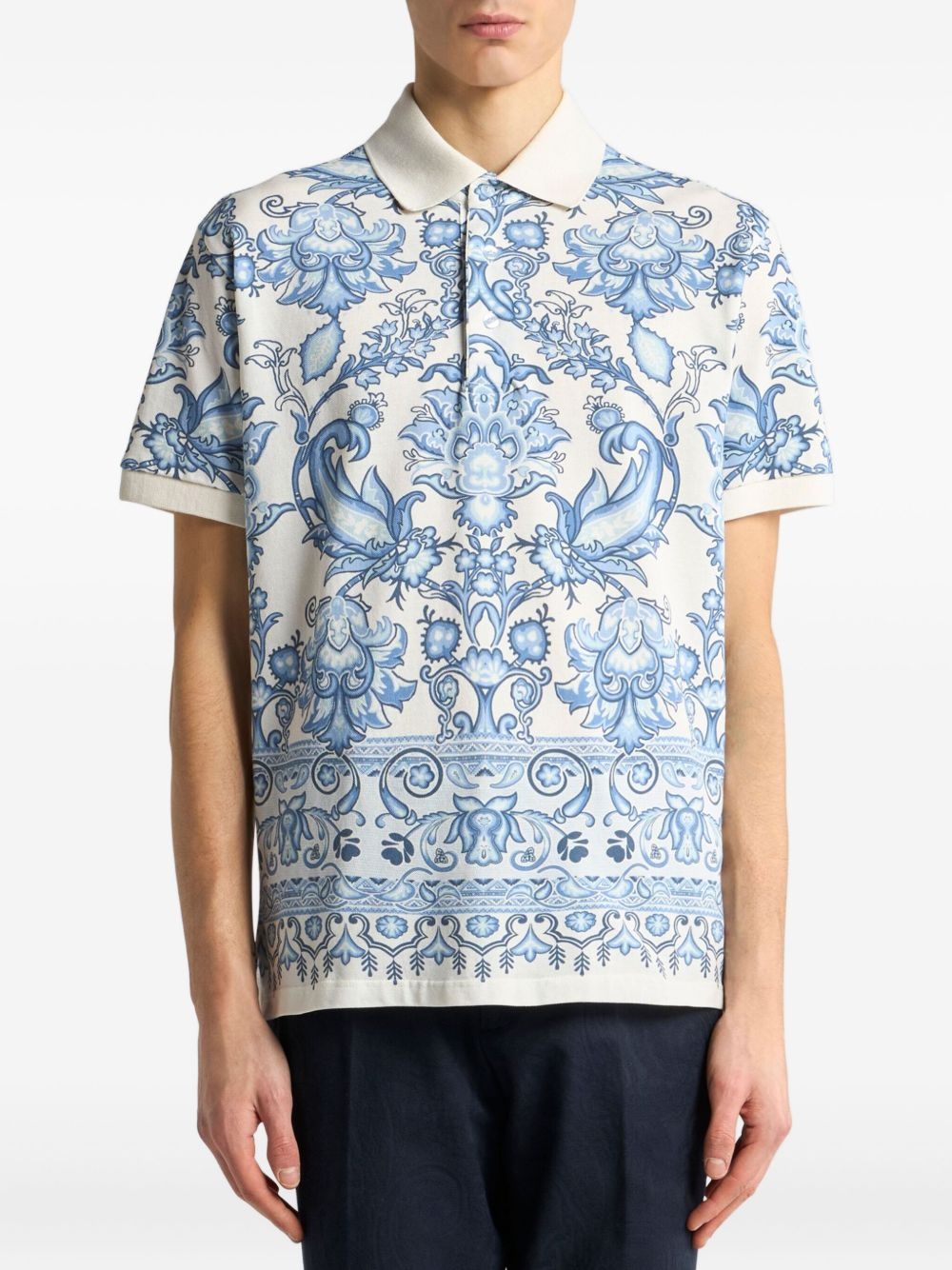 floral-print polo shirt - 2