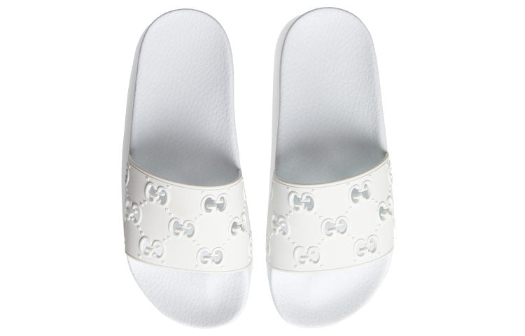 (WMNS) Gucci Rubber GG Slide 'White' 573922-JDR00-9014 - 4