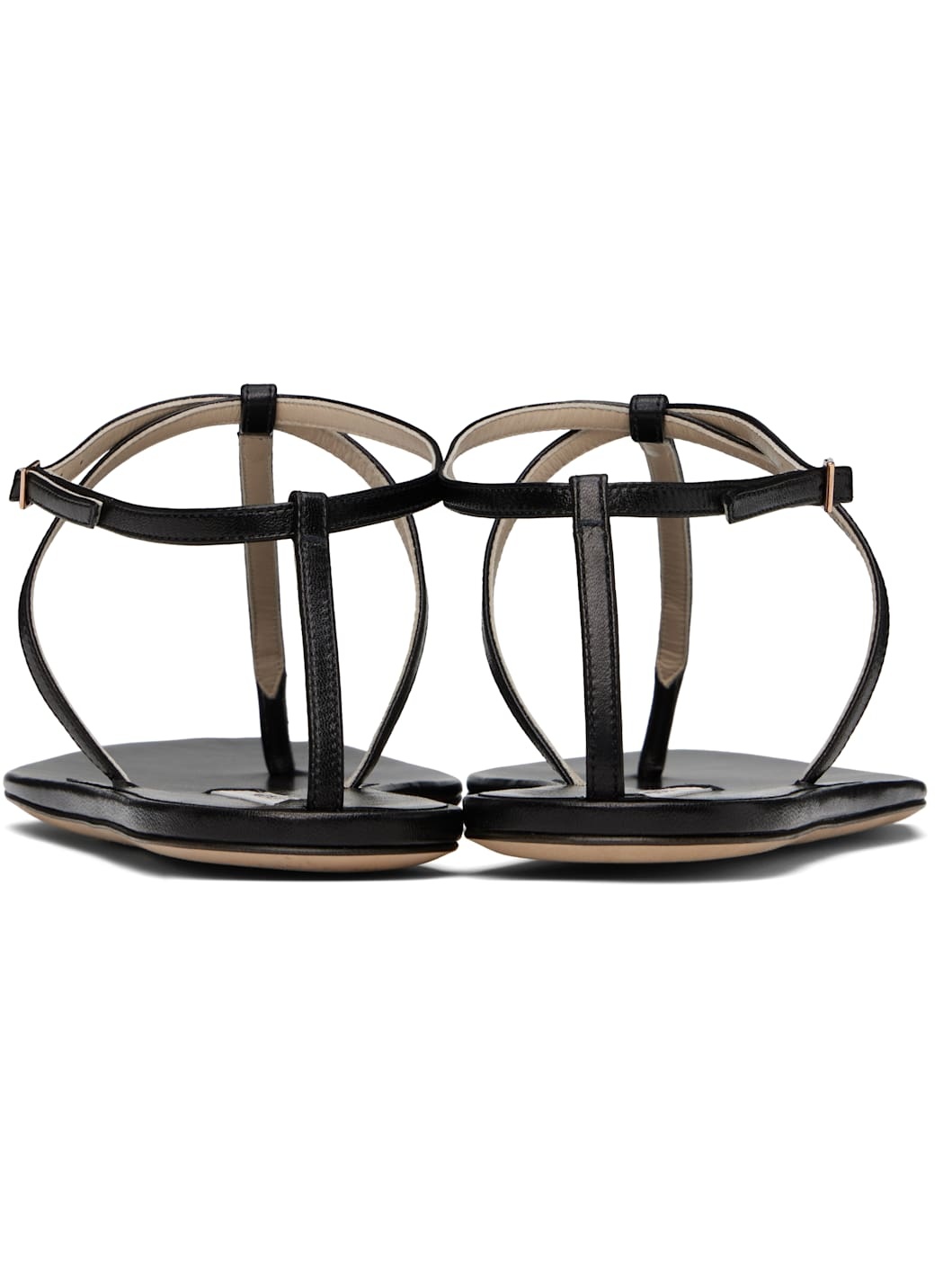 Black Mono Strap Flat Sandals - 2