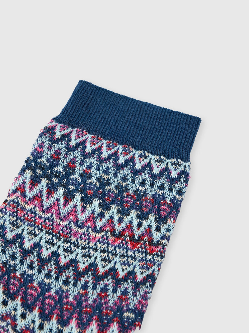 Mid-length cotton-blend zigzag socks with contrasting trims 3