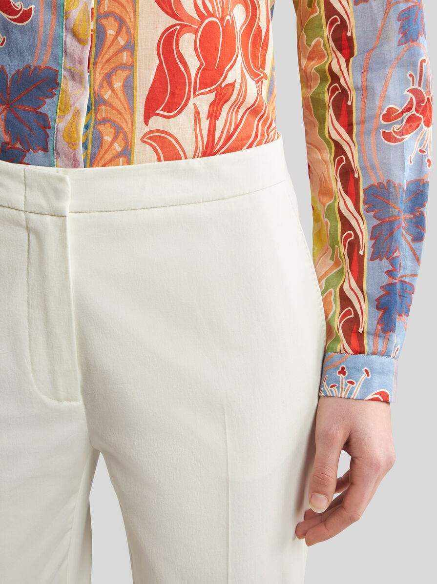 FLARED STRETCH COTTON TROUSERS - 4