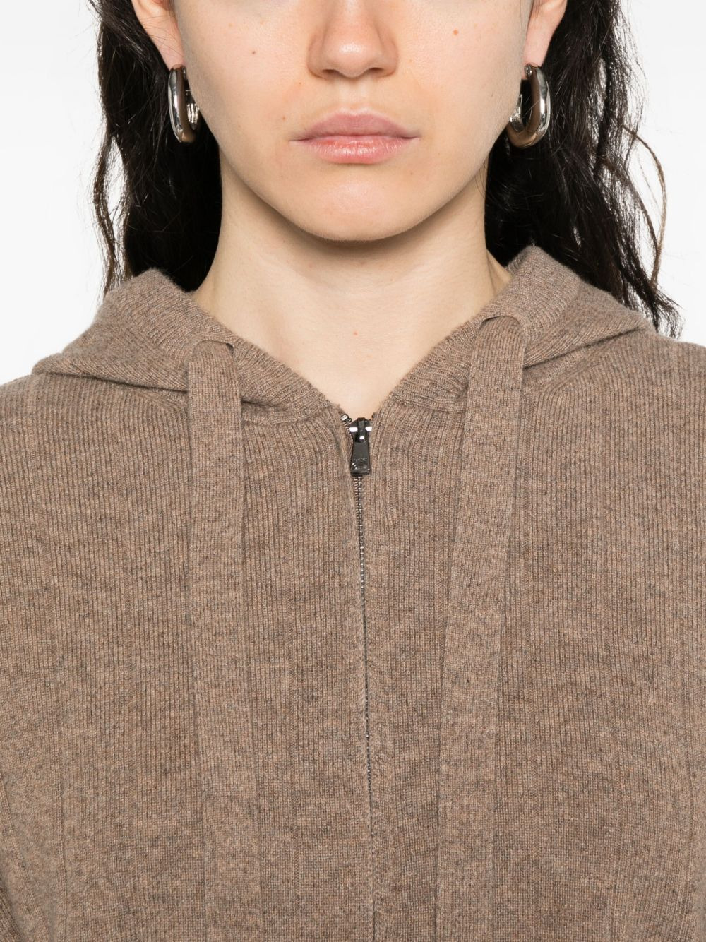 hooded zip-up cardigan - 5