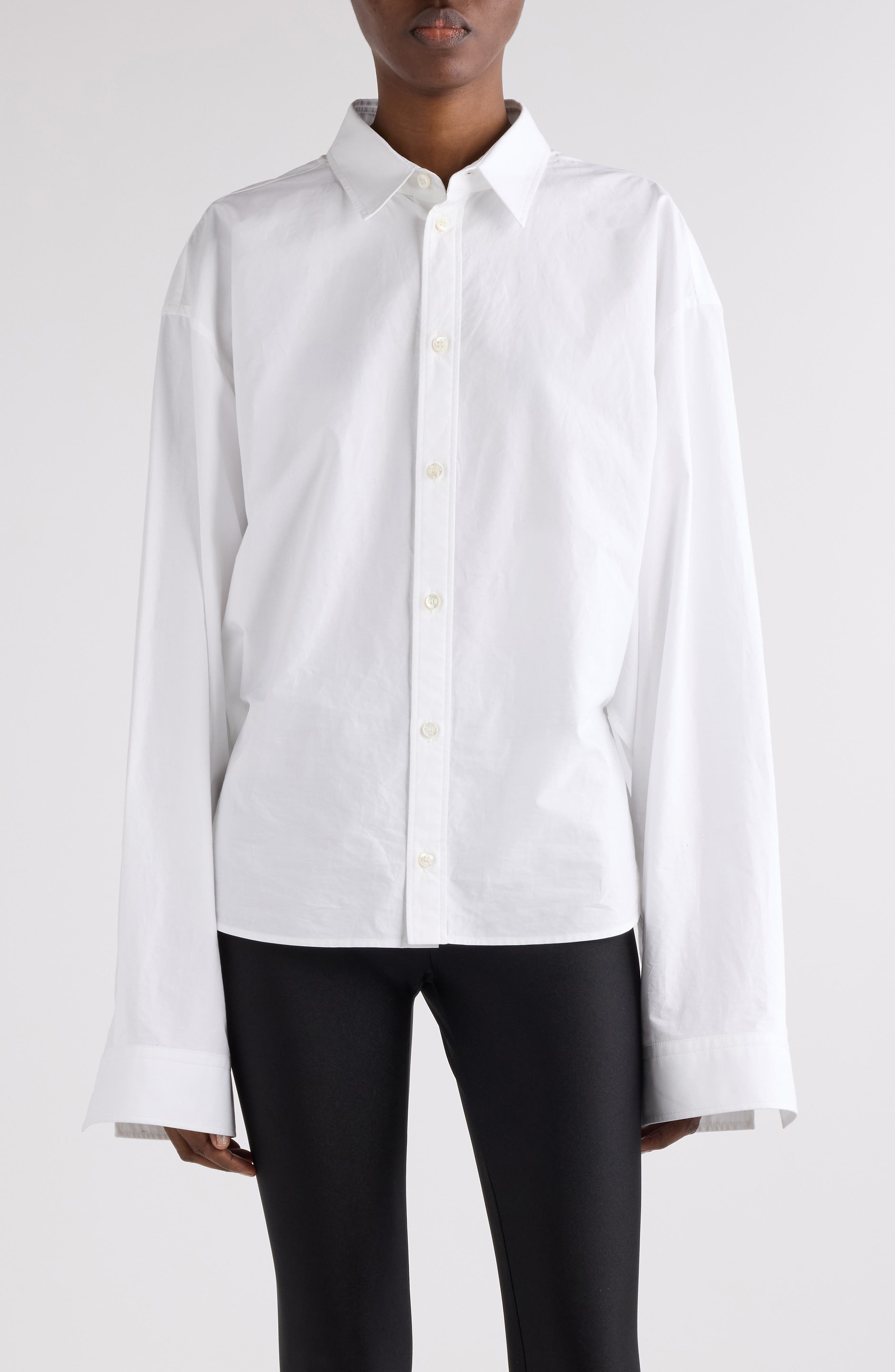 Balenciaga Semifitted Button-Up Shirt in 9000 White at Nordstrom - 1