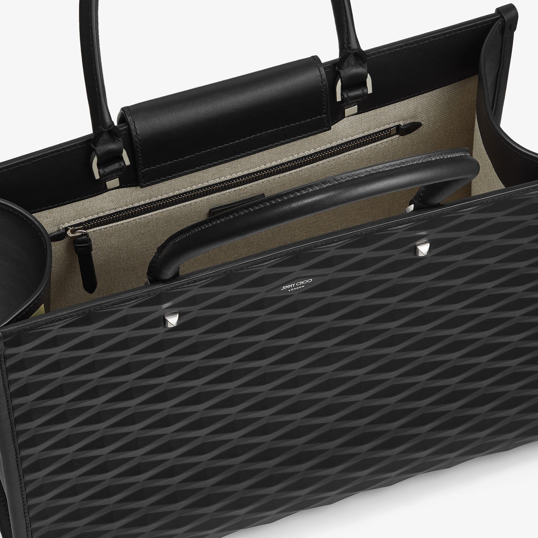 Avenue M Tote
Black Diamond Embossed 3D Leather Tote Bag - 5