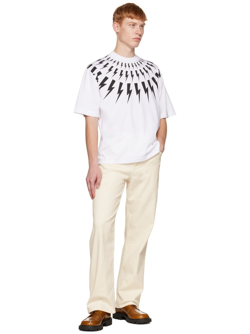 Neil Barrett White Fair Isle Thunderbolt T-Shirt outlook