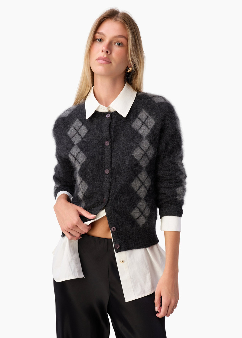 DORIAN CASHMERE CARDIGAN GRAY ARGYLE 3