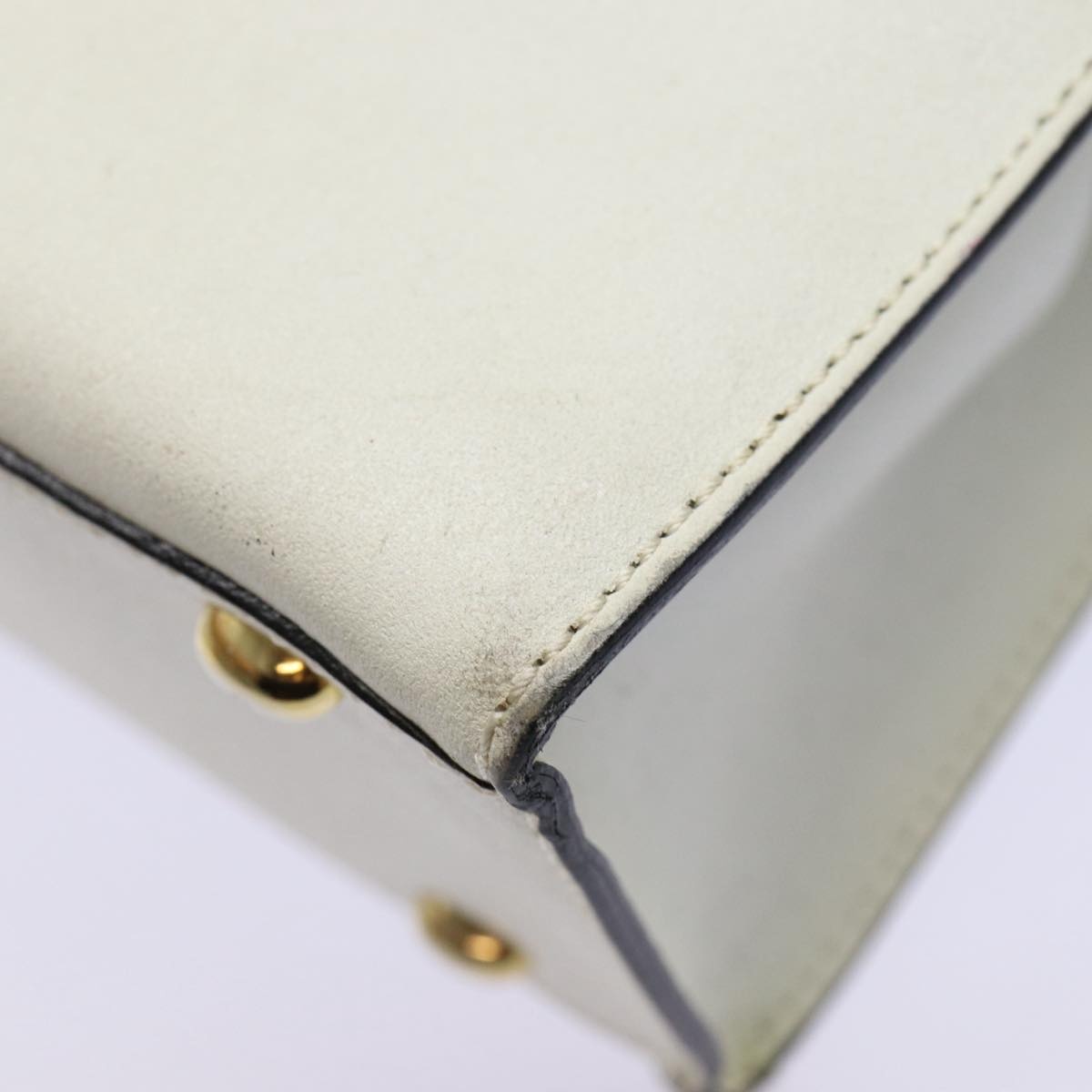CELINE Hand Bag Leather White Gold - 15