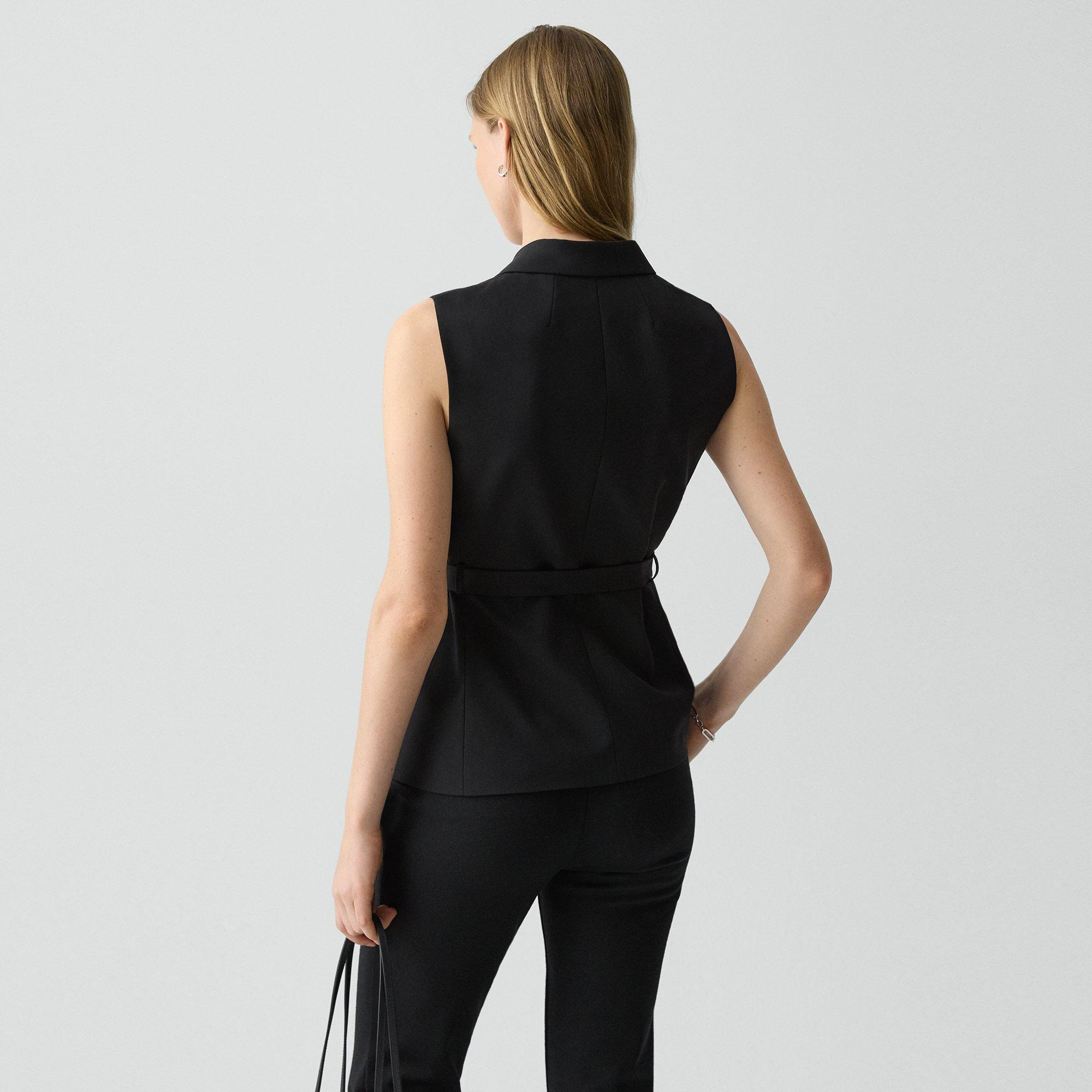 Tie Waist Vest in Good Wool - 4