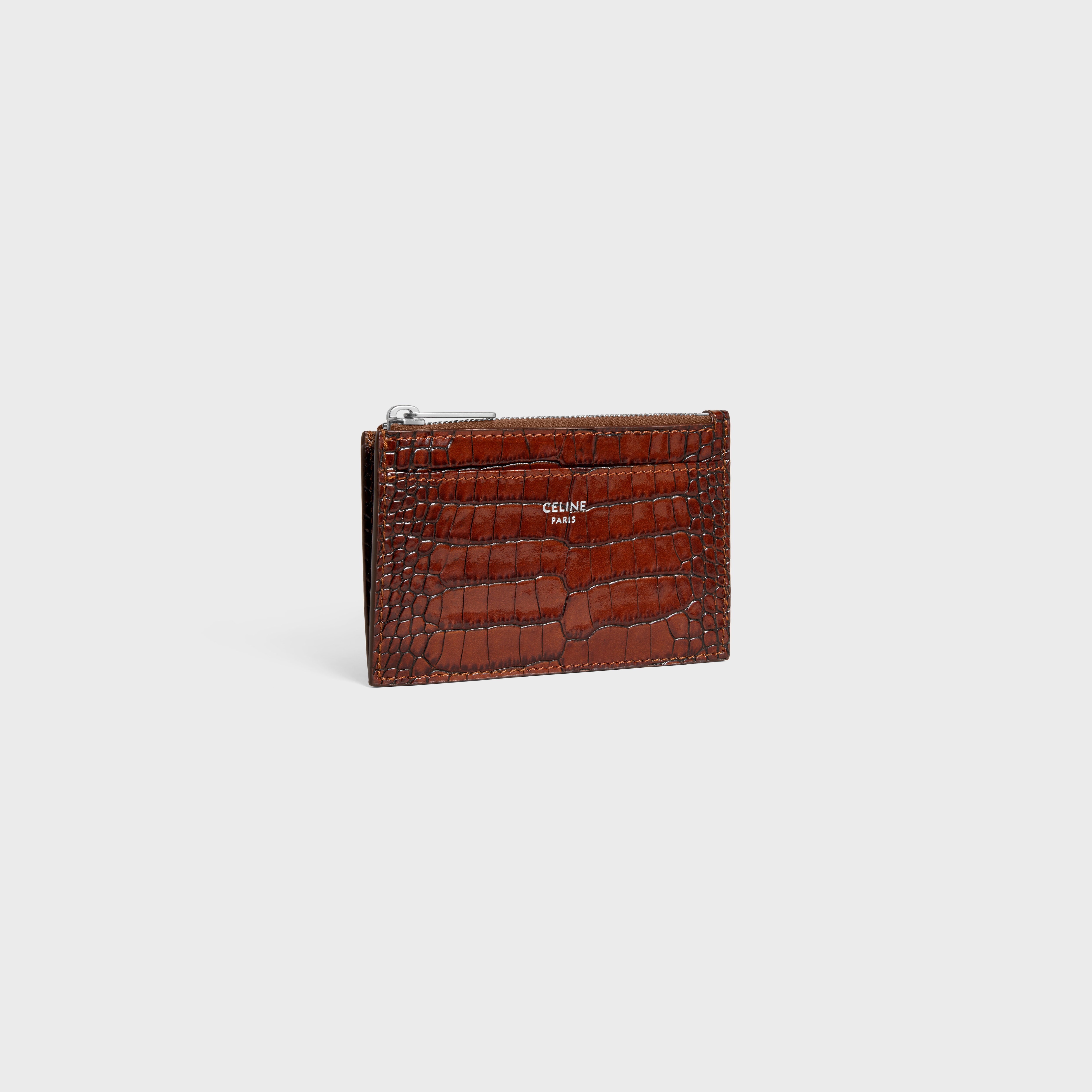 Zipped Card Holder in CROCODILE EMBOSSED CALFSKIN - 2