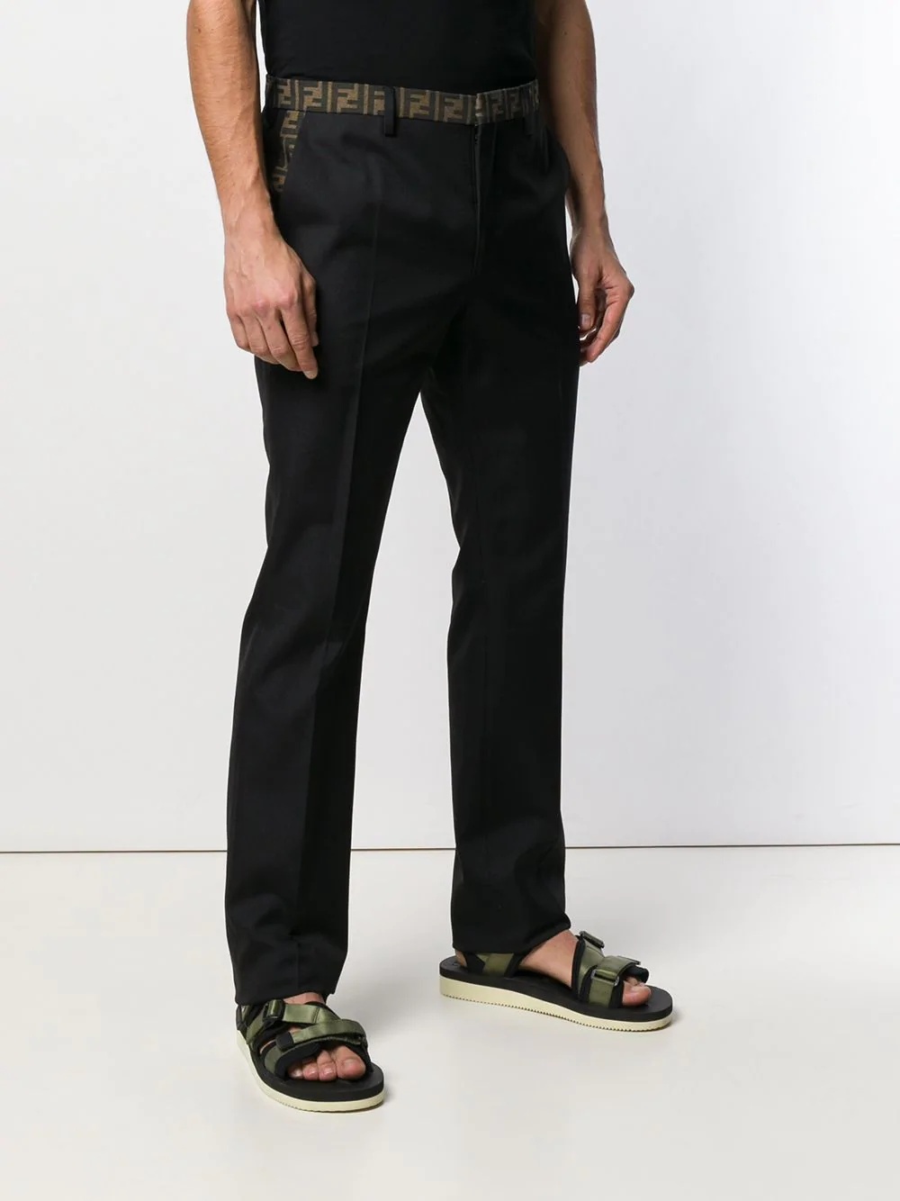 monogram waistband tailored trousers - 3