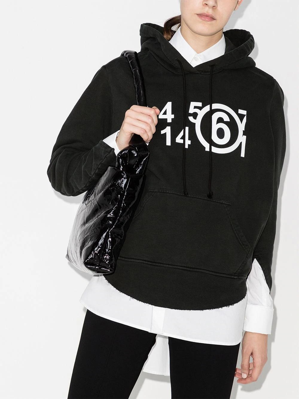 Numerical-logo rolled-sleeve hoodie - 2