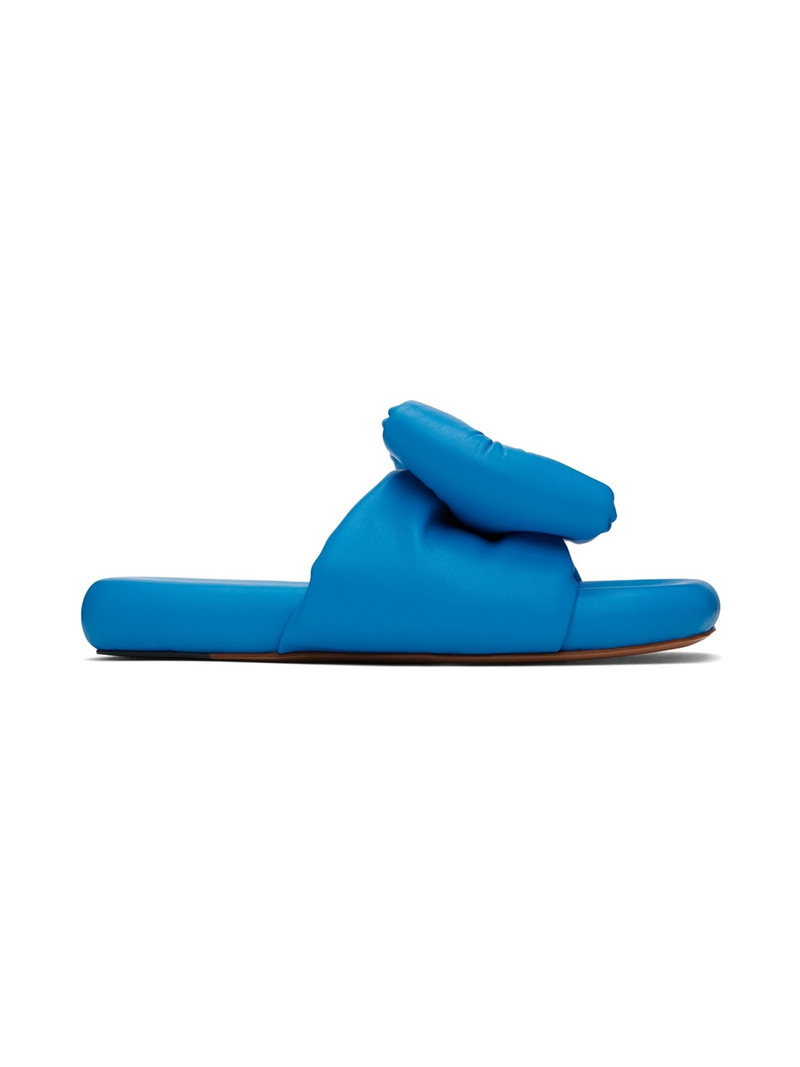 Blue Bow Padded Slides - 1