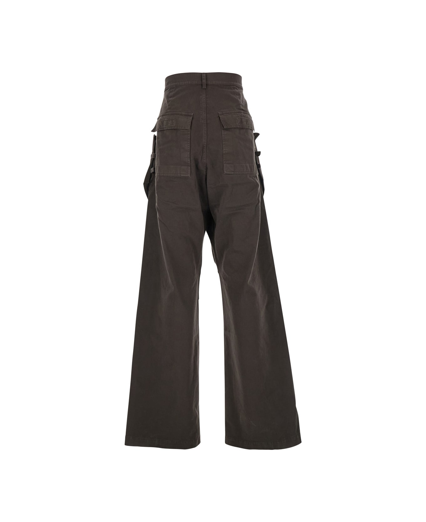'stefan' Brown Wide Leg Cargo Pants With Patch Pockets In Cotton Man - 2