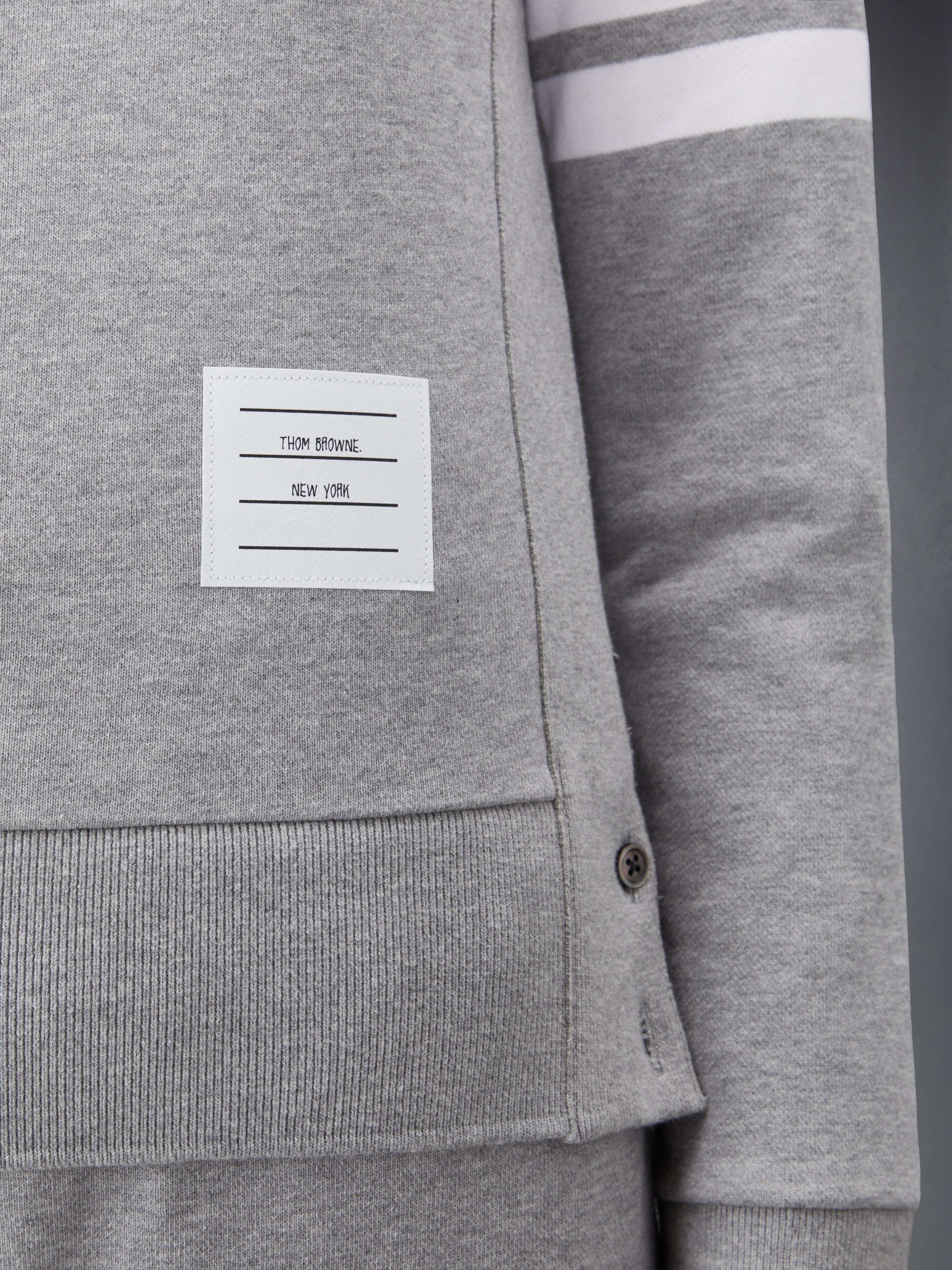 Light Grey Loopback Jersey Knit Engineered 4-bar Stripe Crew Neck Pullover - 4