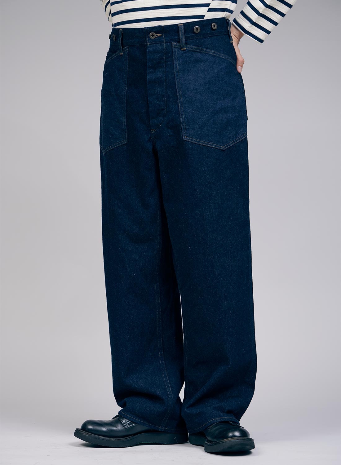 パンツ NIGEL CABOURN-DECK PANT-C/L DENIM Nigel Cabourn 30's Deck Pant 12.5oz Denim in Indigo | REVERSIBLE