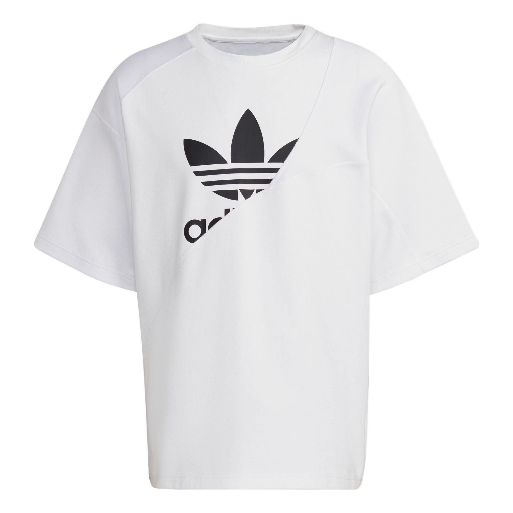 Men's adidas originals Bld Tricot In T Logo Sports Splicing Short Sleeve White T-Shirt HG1439 - 1