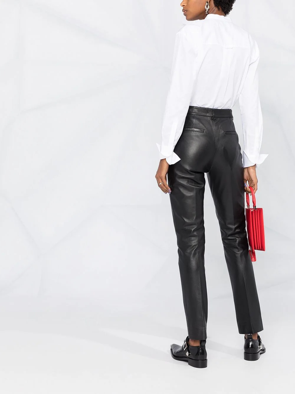 slim-fit leather trousers - 6