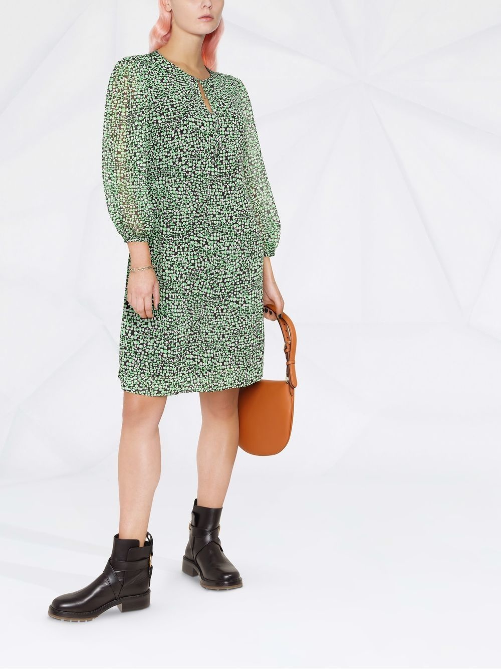 graphic-print long-sleeve dress - 4