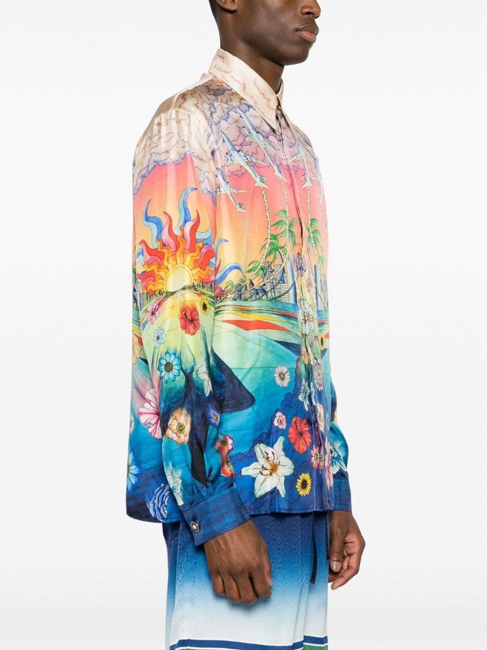 graphic-print silk shirt - 3