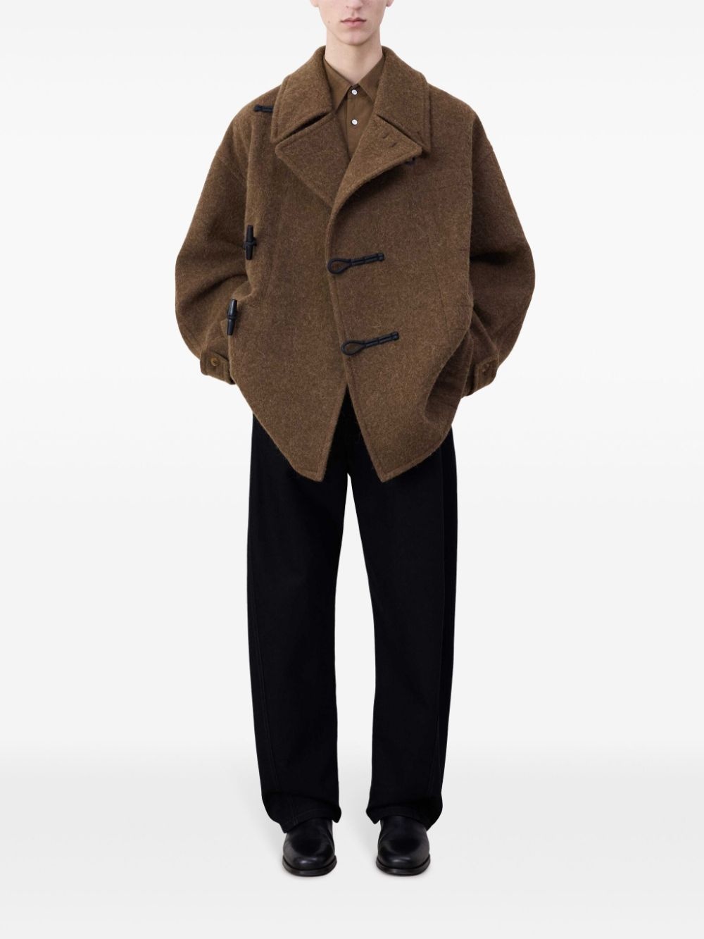 belted felted duffle jacket - 2