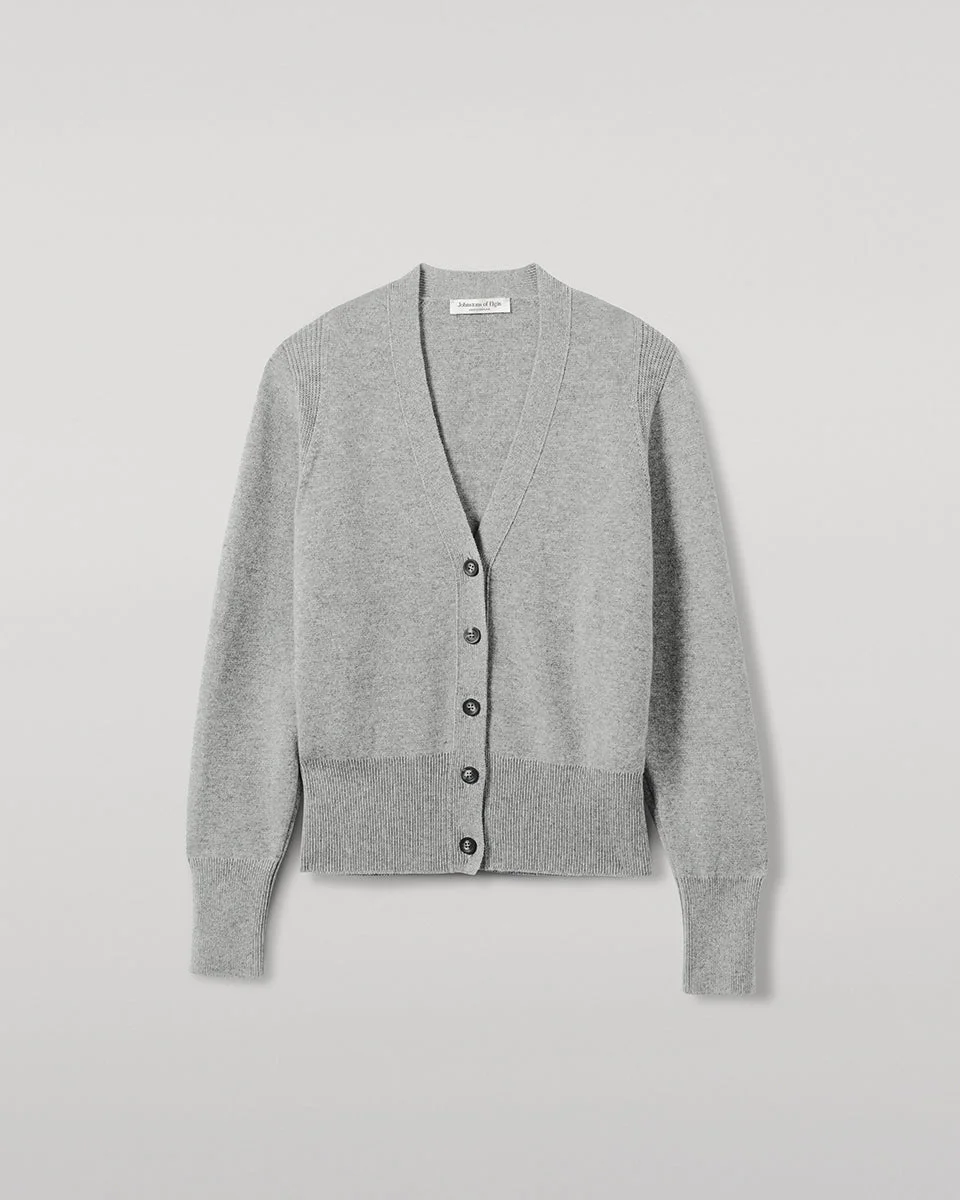 Milano Stitch Grey Cashmere Cardigan - 1