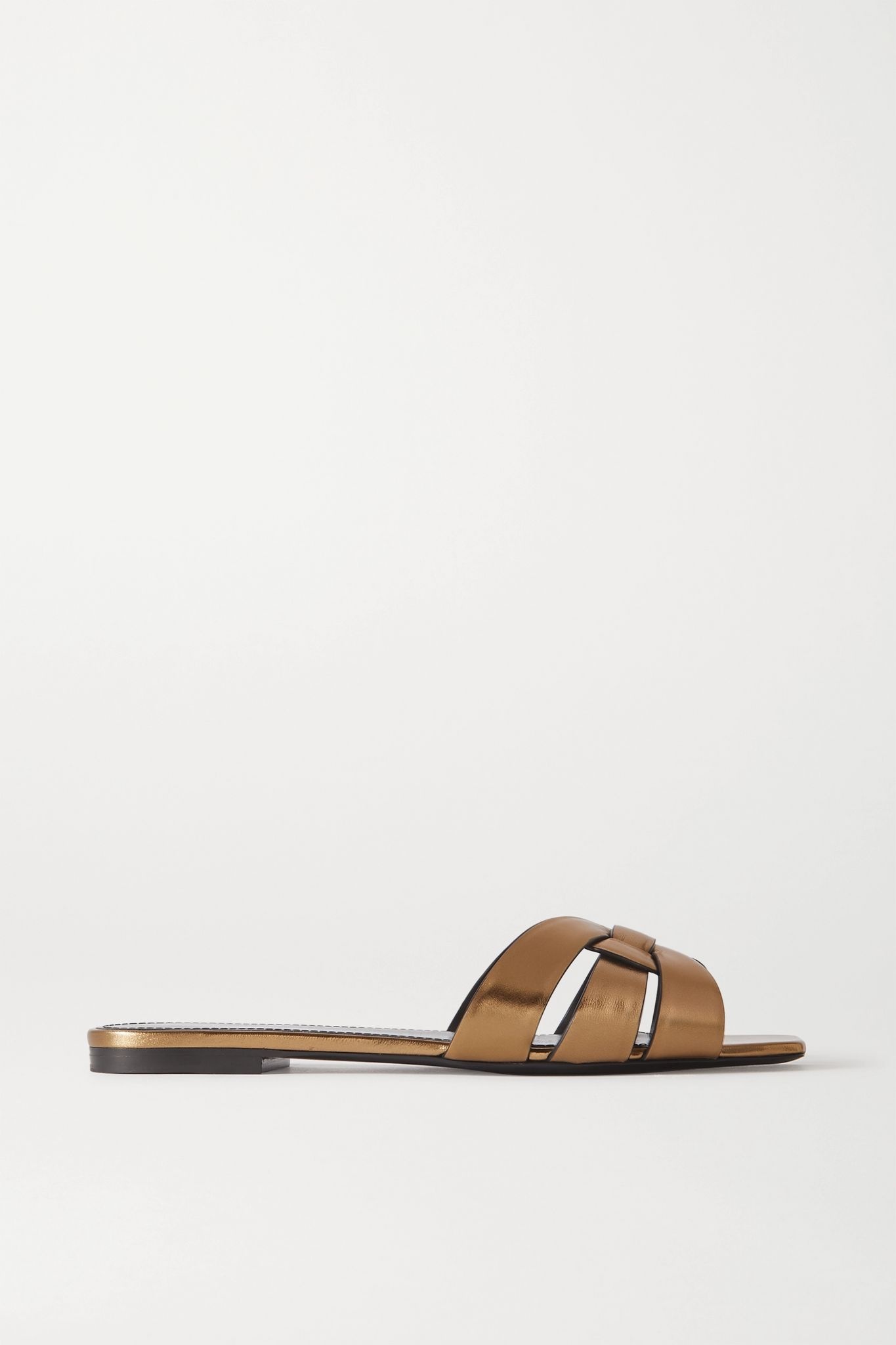 Nu Pieds woven metallic leather slides - 1