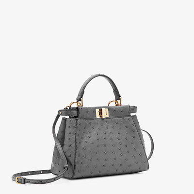 FENDI Gray ostrich leather bag outlook