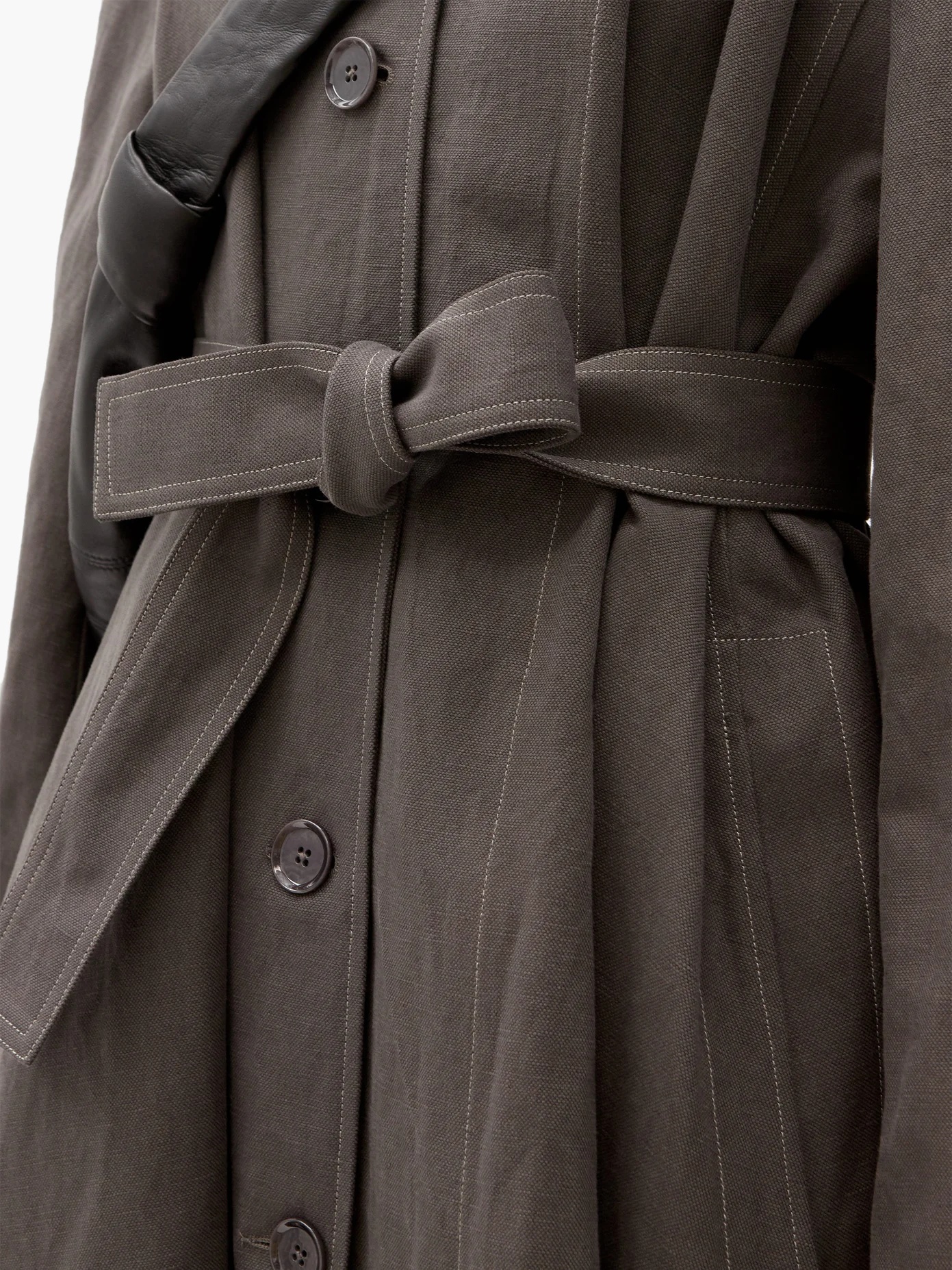 Belted linen-blend canvas coat - 4