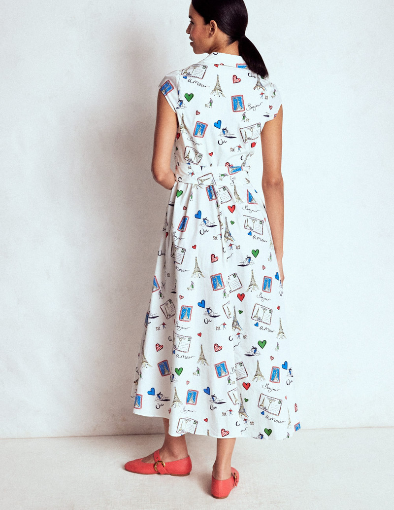 Julia Cotton Wrap Midi Dress-Ivory, Postcard From Paris 4