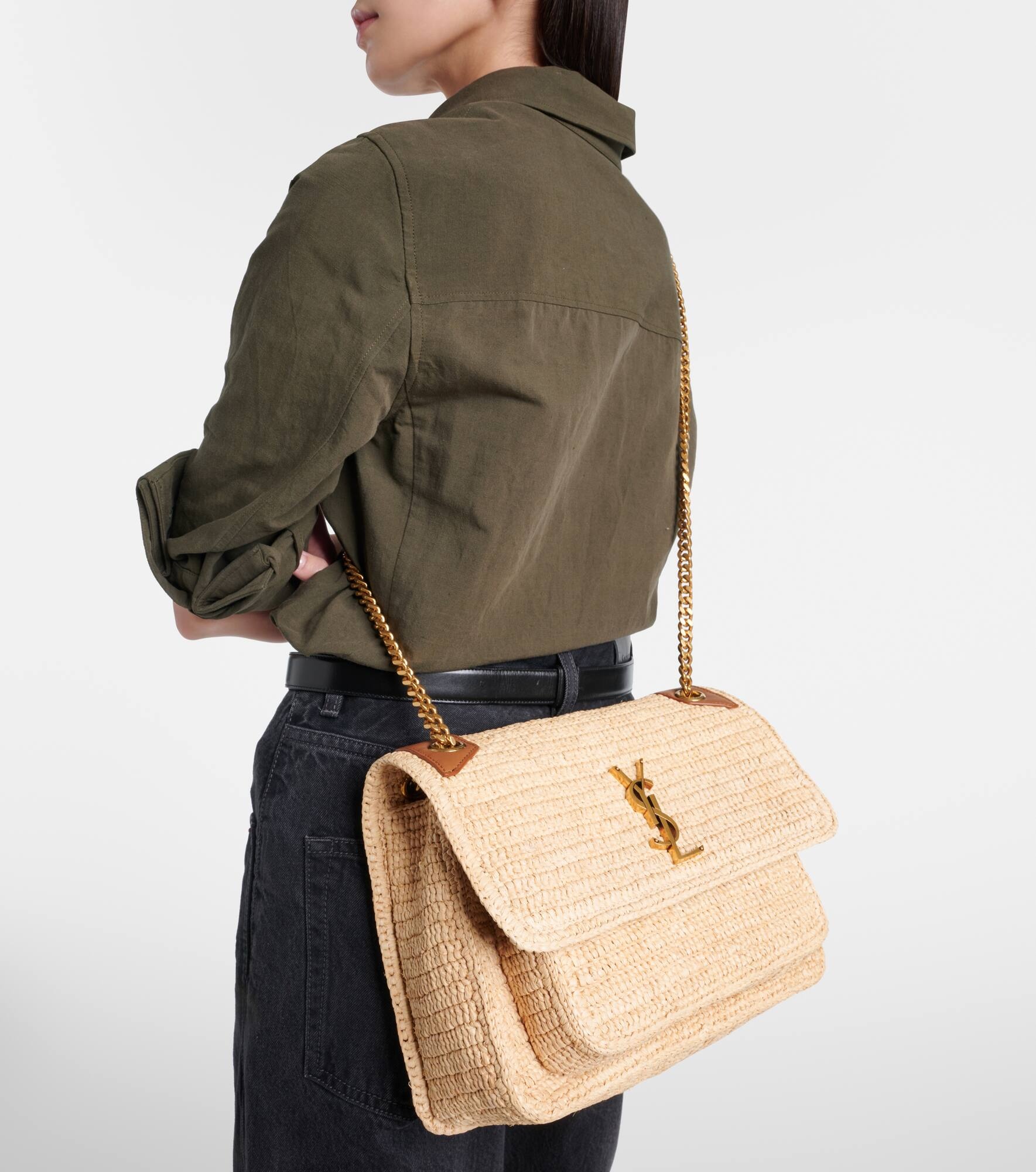Niki Medium raffia shoulder bag - 7
