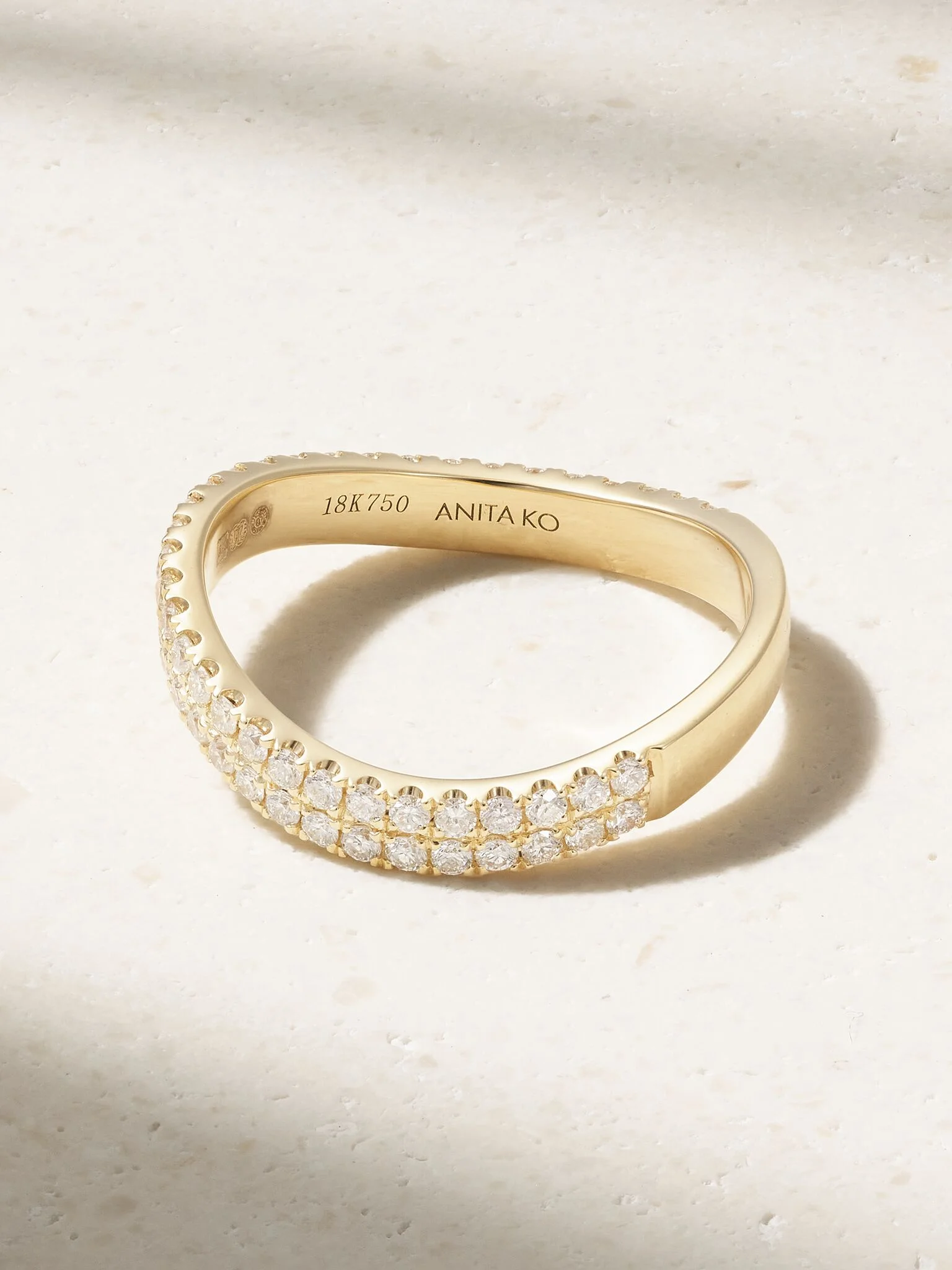 Curved 18-karat gold diamond ring Gold - 1