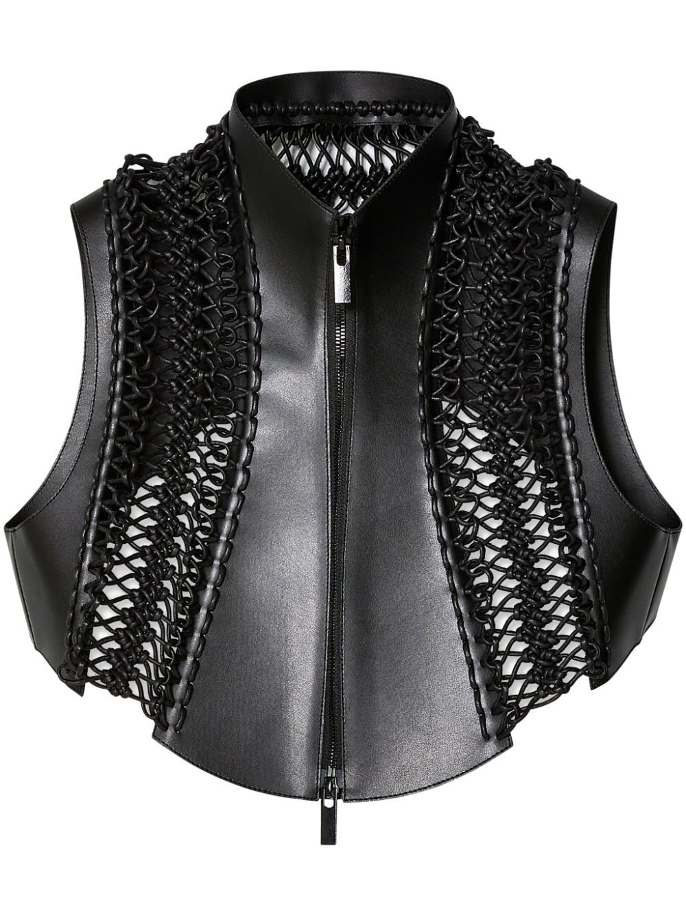 sleeveless faux-leather top - 1
