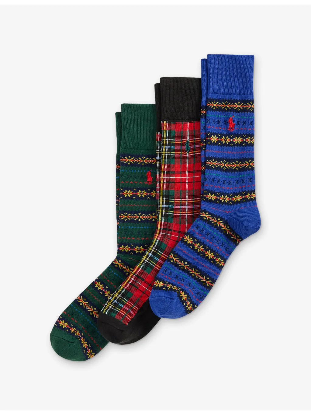 Fair Isle Stretch Cotton-Blend Socks Pack of Three - 1